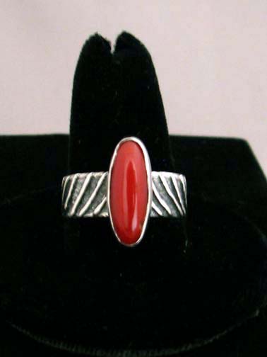 Coral Silver Ring