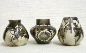 Native American Made Ceramic Horsehair Pots