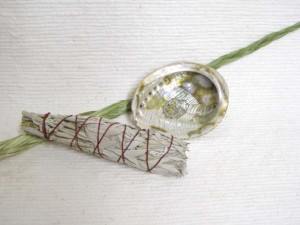 sage, sweet grass and abalone shell