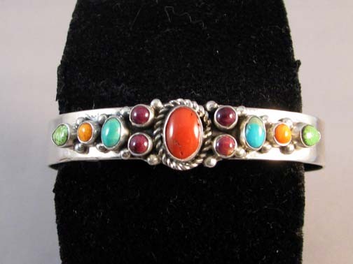 Native American made multistone cuff bracelet