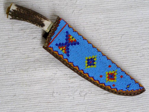 native american algonquin made lakota designed beaded knife sheath