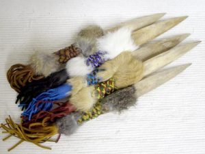 native american cherokee made beaded bone knife