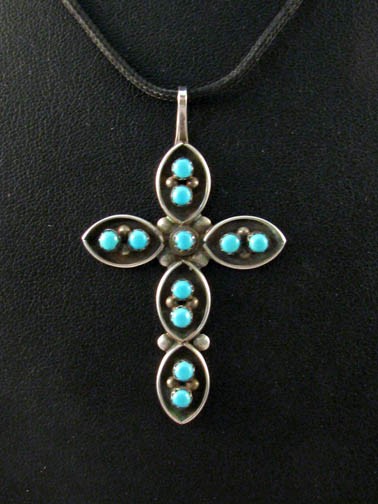 Native American Turquoise Cross Necklace